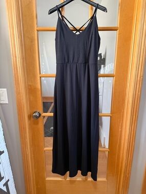 Market & Spruce Black Crisscross Strap Maxi Dress